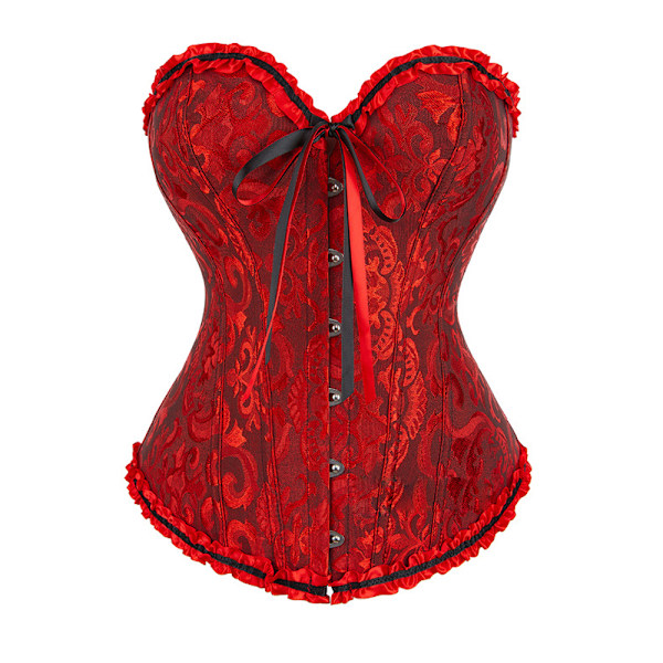 Kvinders Snørebånds-Overbust Korset Bustier Lingeri Bodyshaper Top Prinsesse Korset - Sort Rød