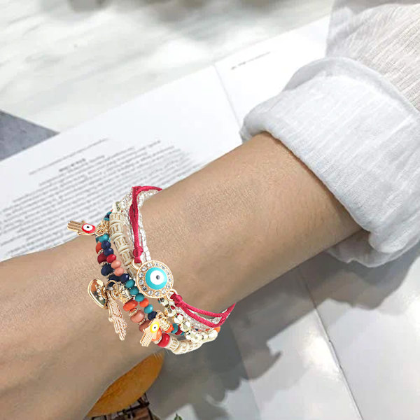 Håndlavet perlekæde Modeøjne Risperle temperament Multilags armbånd