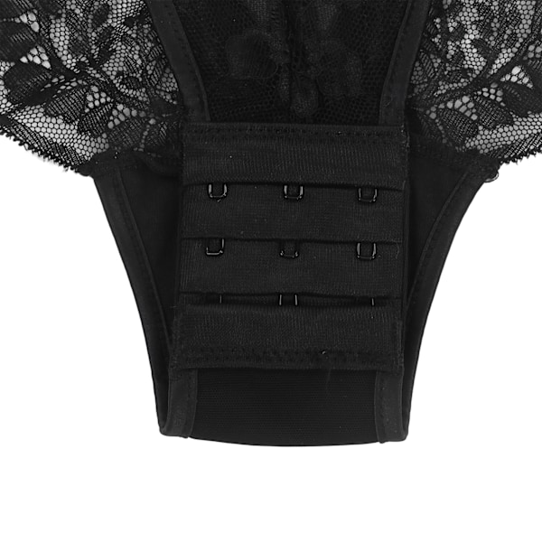 Blondering Bodystocking Blød Strækbar Dyb V Stilfuld Kvinder Enkelt Stykke Underundertøj til Bryllupsnat Bryllupsrejse Sort 75C