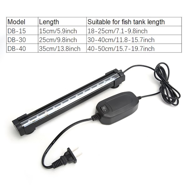 100-240V Luftbubbla Färgrik LED-lampa Akvarielampa Vattenväxter Växande lampa DB-40 US