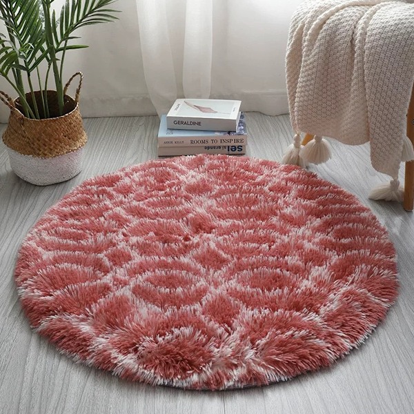 Rund fluffig matta för barn flickrum, 60 cm fluffig cirkelmatta för tonåringars sovrum, plysch luddig matta söt barnkammarematta$Mjuk rund fluffig sovrum