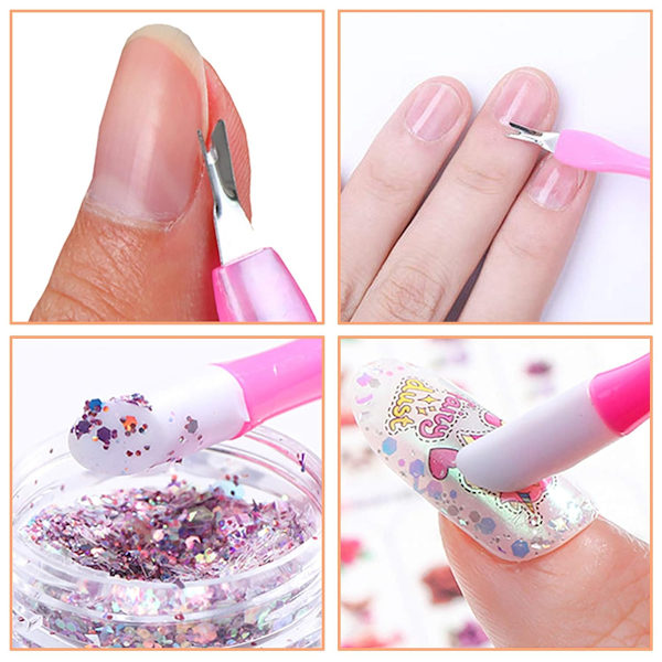 30 stycken nagelbandsverktyg i plast med dubbla ändar - nagelbandsrensare, nagelbands-pusher, gummi-nagelrengörare, döda hud-gaffel, nagelkonstverktyg