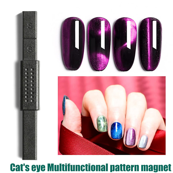Kattöga Magnet för Naglar Dubbelhuvud Nagel Magnetisk Sticka Multifunktionell Magnetbräda Tjockare Kattöga Stark Magnetplatta Nagel Magnetverktygssats för