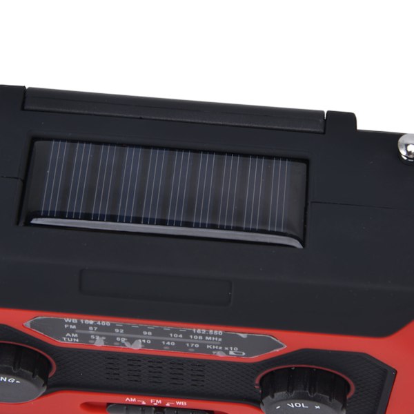 Håndsveiv Nød Væradio AM/FM Bytte Batteriindikator Lommelykt Solcelle Power Bank for Utendørs Camping Rød US Versjon