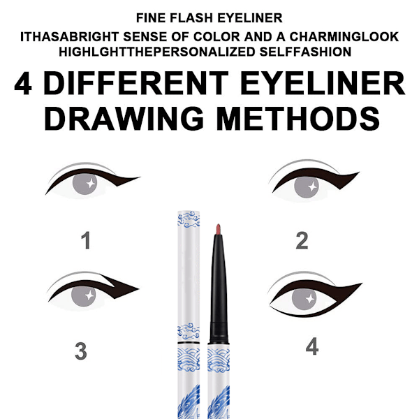 2 st Glitter Sparkle Shimmer Blå & Rosa Gel Eyeliner Makeup Pen Set, Färgglada Sparkle Eye Liner Pen Vattentät Smudge Proof Långvarig