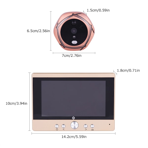 5'' LCD WiFi Digital Dörrtittare Dörrtelefon Dörrklocka Intercom IR Nattsyn US