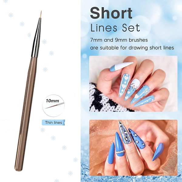Nagelkonstborste Set, Nagelgellackmålning Pensel Ritpenna, för Manikyr Salong DIY Hemma