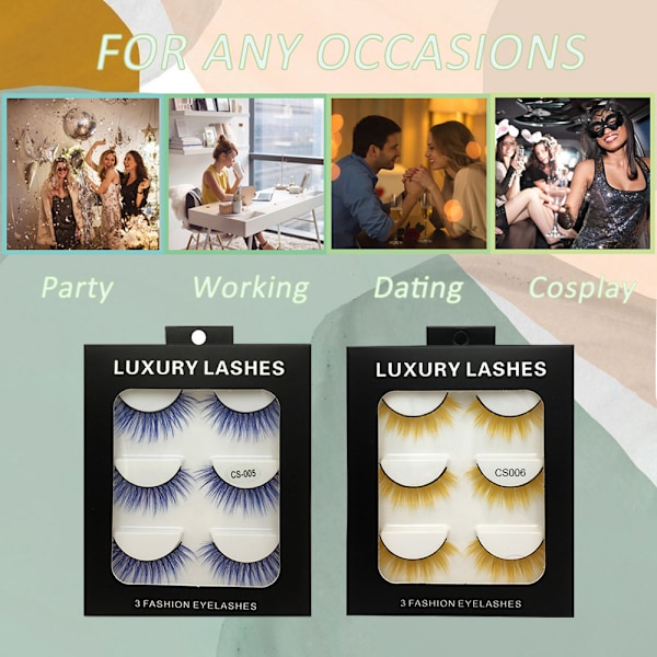 6 Par Fluffiga Fransar 3D Mink Fransar Långa Tjocka Falska Fransar Fransar Makeup Mink Fransar