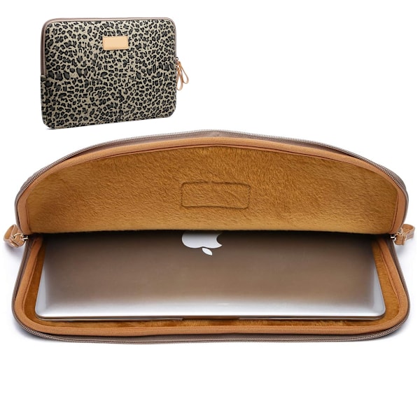 Stilful Laptop Sleeve i Canvas med Leopardmønster - Beskyttende Taske til Computer