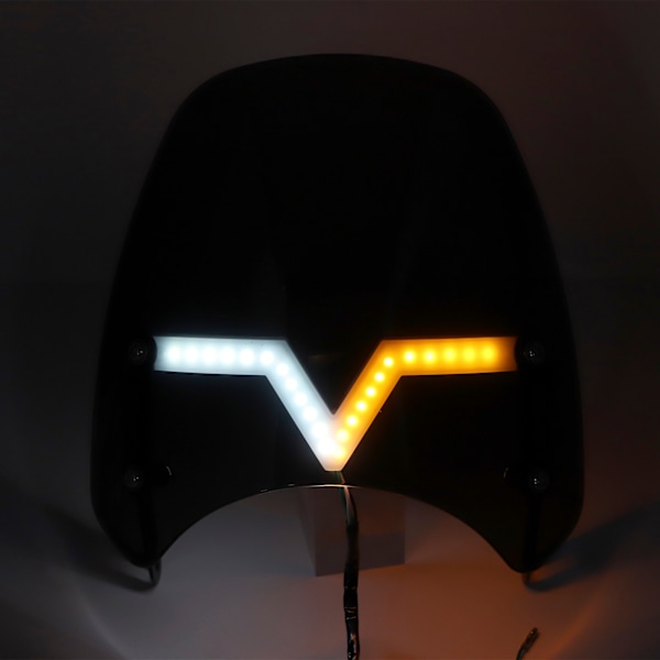 5‑7 tommers Vindskjerm med LED Blinklys Lampe Universal for Motorsykkel Svart