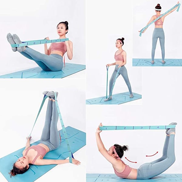 Stretchingband Yoga Mat Bärremmar Benövningsutrustning Stretchingband för Flexibilitet