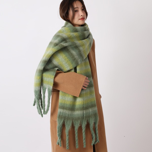 Dametøj Stribet Solid Mohair Halsklæde Tassel Vinter Varmt Tykt Halsklæde