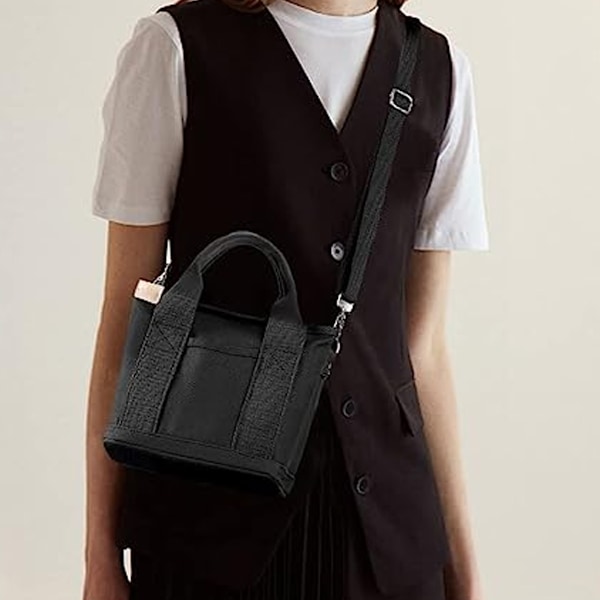 Liten totebag Liten Söt Canvas Tote Crossbody Axelväska /Flera Fack Mini Casual Satchel Messenger Väska
