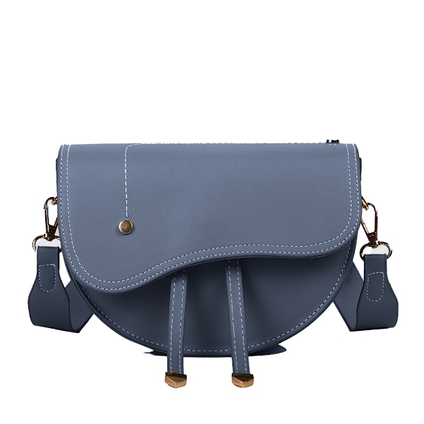 Retro veske i kunstig lær for damer, enkel crossbody-veske med bred skulderstropp, trendy salveske
