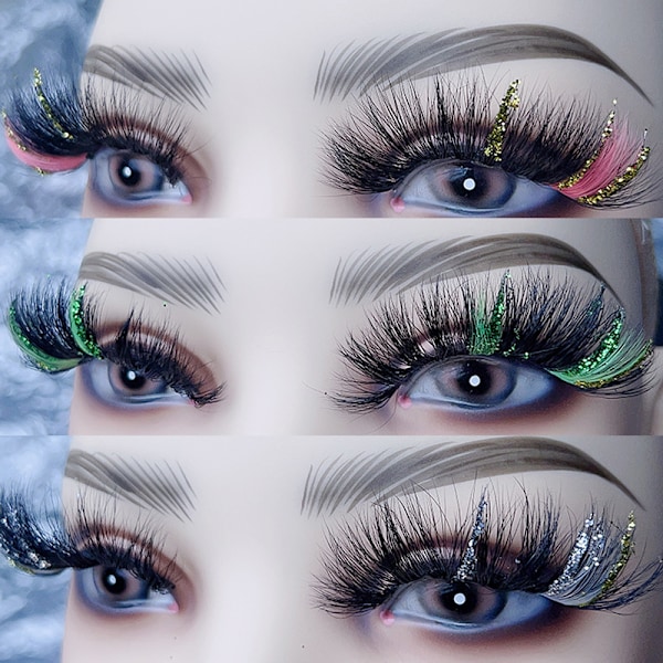 Glamnetic Ögonfransar, Fransar med Färg, Minkfransar, Ögonfransar för Makeup Fransförlängningar - 3 Par