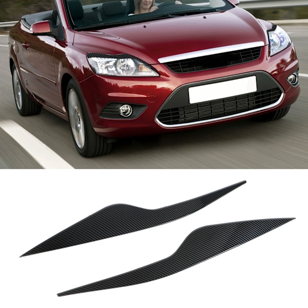 2 stk. Frontlykter Øyenbryn Venstre Høyre Lys Øyelokk Trim Deksel Erstatning for Ford Focus MK2 2008‑2011 Karbonfiber Stil