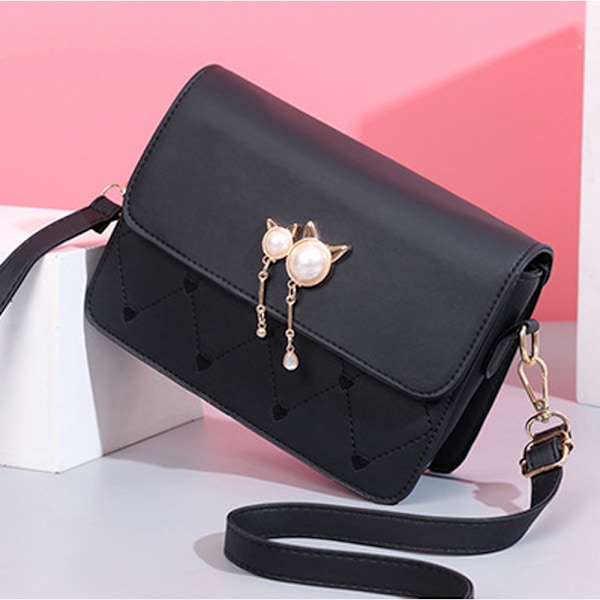 Vårens nya mode axelväska med katt huvud design, enkel axel crossbody väska i godisfärger