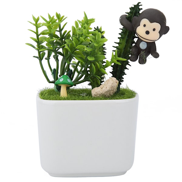 Keramisk Kunstig Potteplante Kaktus Simuleret Plantepot til Hjemmekontor Dekoration (Sort abe)
