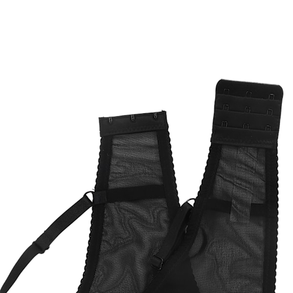 Spetsbh-set Underkläder Blommig Justerbar Rem V-ringad Transparent Bh Trosset för Kvinnor Svart 80C