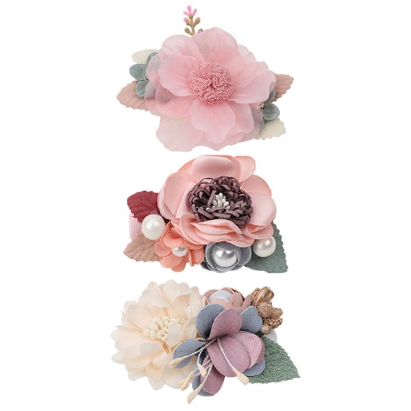 Blomsterhårklämmor Set 3 st Blommiga Hårbågstillbehör