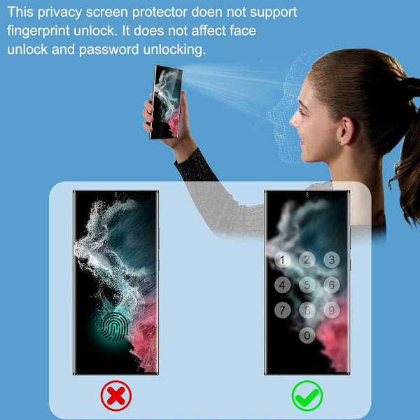 2 st Sekretess nano skärmsydd Samsung S22 Installation är också mycket hållbar.