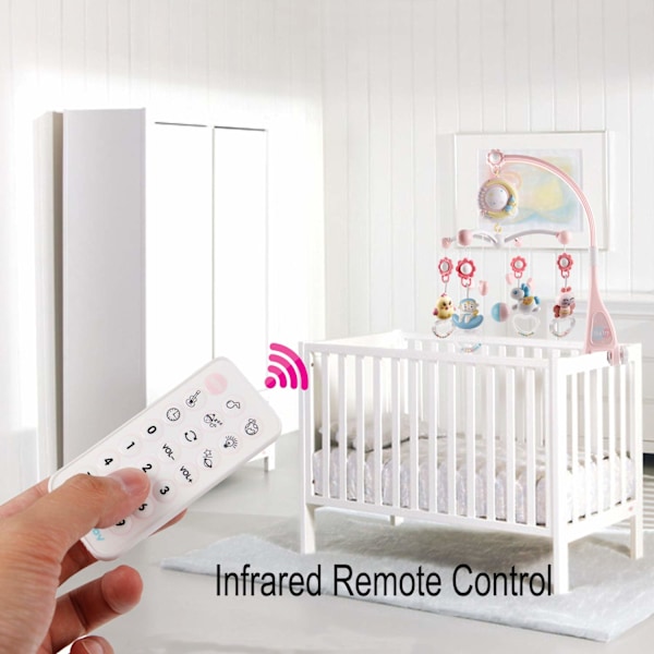 Babymobil med lys og musikk, projektor og fjernkontroll