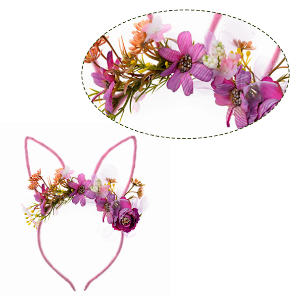 Påskekaninøre-hodeband med blomsterhårpynt for kvinner og jenter
