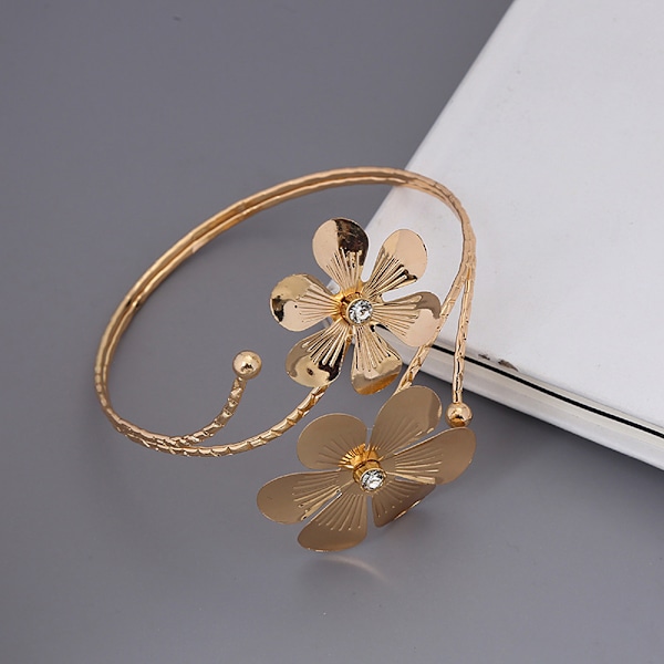 Justerbar Övre Arm Smycke Manschett Armband Armband Bangle, Metall Blomma Armband Armband Bangle