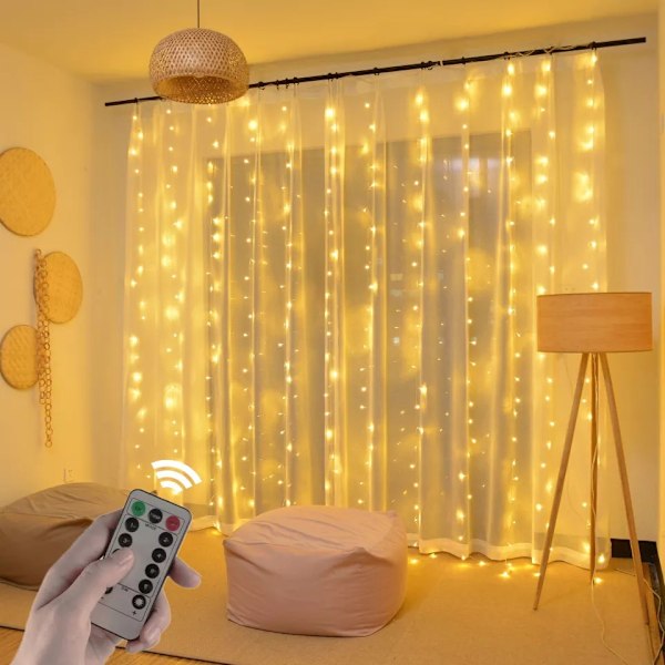 300 led gardinljus för sovrum, USB drivna ljusslingor med fjärrkontroll, vattentäta fönster Fairy Lights för julfest Bröllopshem