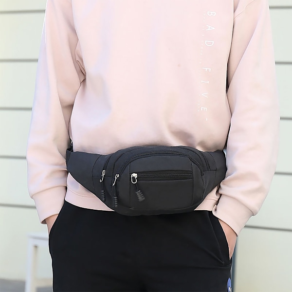 Stor Midjeväska för Kvinnor Plus Size Svart Midjeväska, Crossbody Väska med Justerbara Bältesremmar Trendig Resa Vandring Promenad Bältesväska för Män