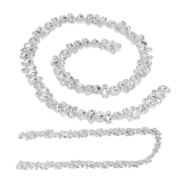 Rhinestone Trim 1 Yard Ljus Färg Fadebeständig Slitstark Tjock Ögonfångande Bred Applikation Rhinestone AppliqueVit