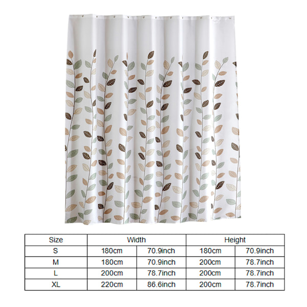 Polyester Floral Leaves Shower Bath Curtain Thicken Waterproof Bathroom Curtain (M 180*200cm)