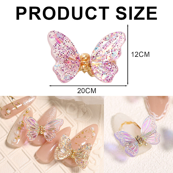 6 kpl Aurora Magic Resin -kynsiporaa jousella tanssivan perhosen kynsikoristeilla