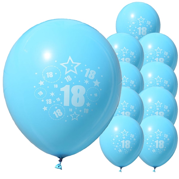 10 stk Nummer 18 Latexballonger For 18-årsdag Jubileumsfest Hjemmedekorasjoner Lyseblå