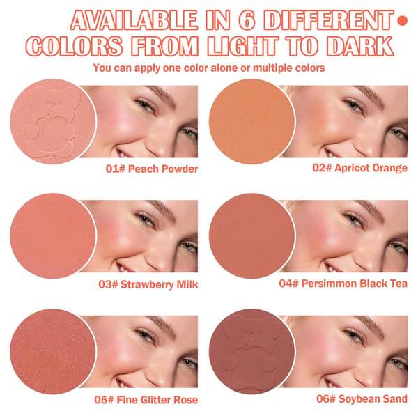 Color Shimmer Silky Matte Blush & Contour Highlighter Set With Makeup Brush