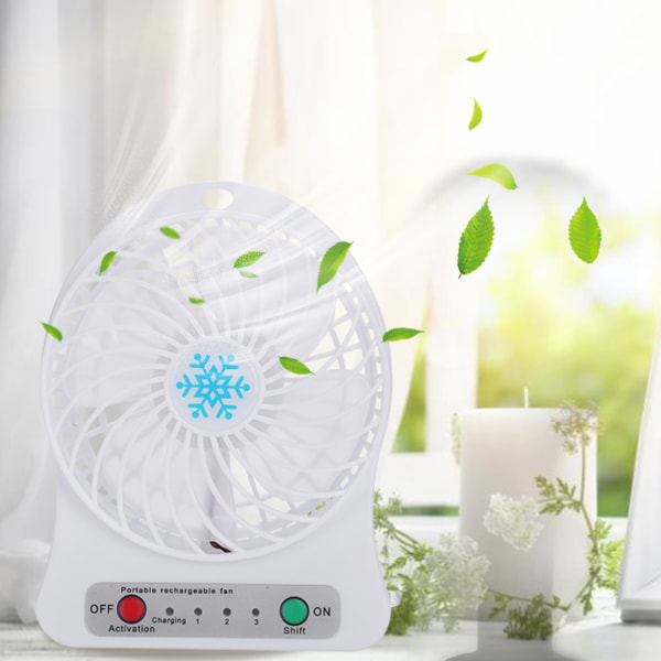 1 stk Mini USB-oppladbare kjøleventilator med belysning, bærbar