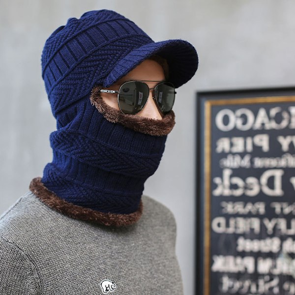 Vinter Stickad Balaclava Mössa Varmt Cykling Skidmask, Dam Vindtät Huva