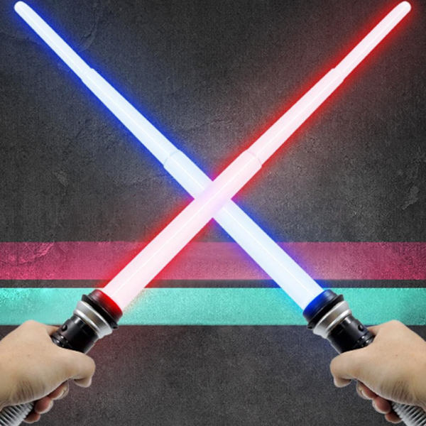 2-pack 2-i-1 7 Färgväxlande Ljus Svärd Utbyggbart Ljus Svärd med Ljud Cosplay Leksak Barnfödelsedag Halloween Julgåvor