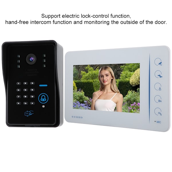7 tum LCD-monitor Intercomkamera Videodörrtelefon Dörrklocka Access Control System 110-240V (UK)