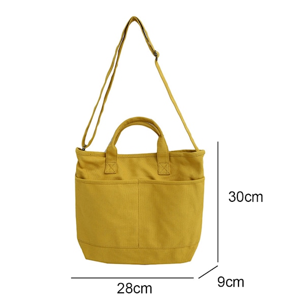 Solidfarget crossbody-veske i canvas for jenter. En skulderveske i canvas, bærbar studentveske