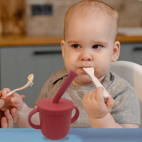 Silikon Babykopp for Baby - Grepvennlige Håndtak & Avtakbare Lopp for Overgang fra Sugerørkopper til Vanlige Kopper