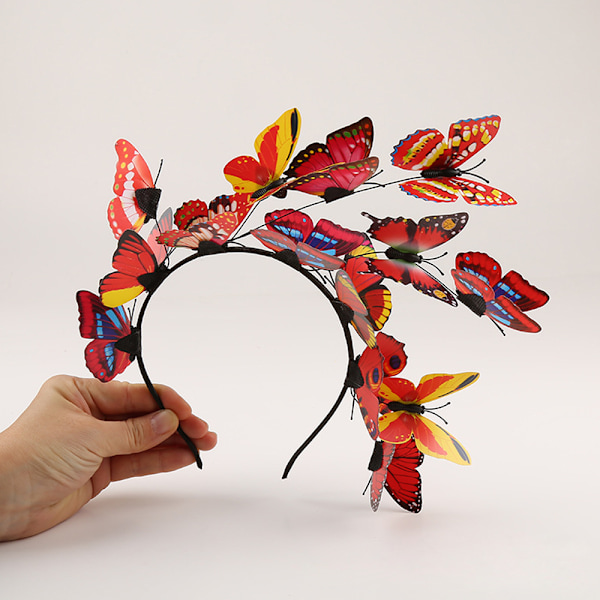Sommerfuglehovedbånd, Glitter Sommerfugl Fascinator Hat Elegant Hårbøjle til Kvinder Kostume Te Party Tilbehør