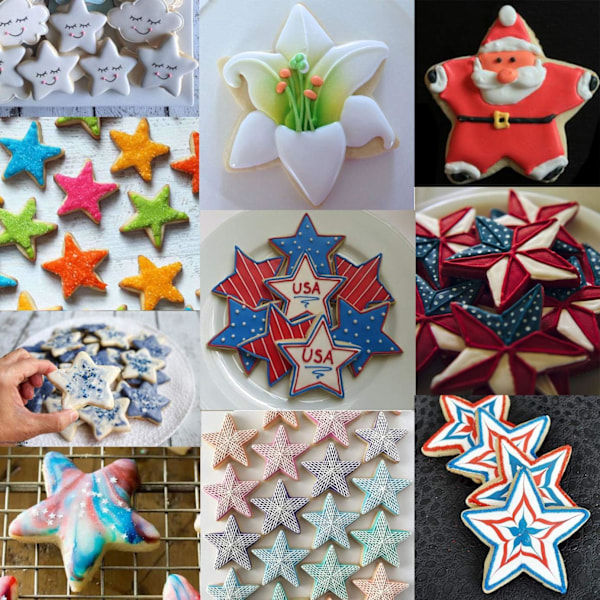 Star Cookie Cutter Set-5 st Rostfritt stål Femuddiga molds Fondantkaka Cookie Cutter Set Bakverksform-för 3d julgran/Linzer