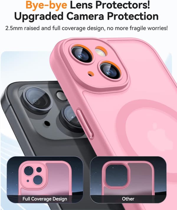 Magnetic Case for iPhone 16 Pro Max with Full Camera Protection [MagSafe Compatible] [Transparent Matte] Protective Phone Case, Hot Pink Pink iPhone 14