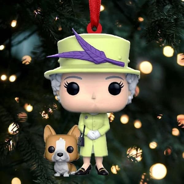 4 st Elizabeth II Queens och Corgi akrylsouvenirer, söta tecknade