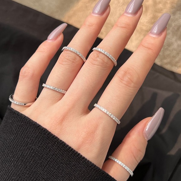 Ring dam zirkon diamant ring rad diamant ring, evig kvinnoring
