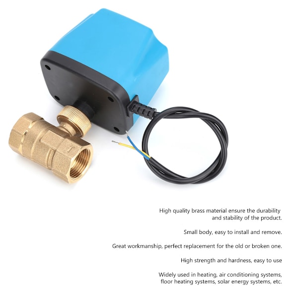 G3/4in Elektrisk Kugleventil 2 Vejs Messing til Aircondition System DC12-24V
