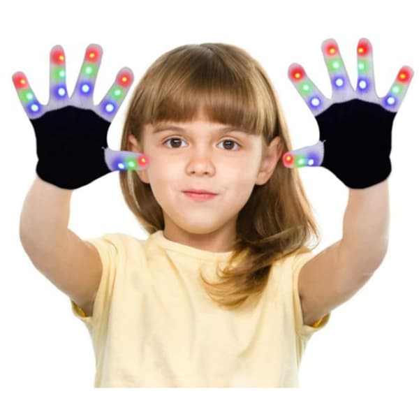 LED-handsker, glødende handsker til børn, 6 tilstande glødende handsker til dans, festivaler, jul, bålaften, festtasker, børnefødselsdag[TT]