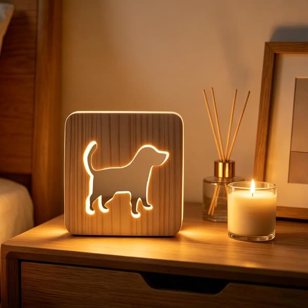 Wooden Table Lamp, Cute Puppy Decorative Lamp | Cute Night Light [TT]