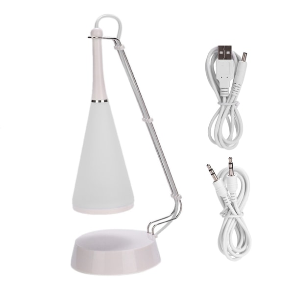 Multifunktionell Bluetooth bordslampa Touch-dimbar musikhögtalare LED-nattlampa (vit)